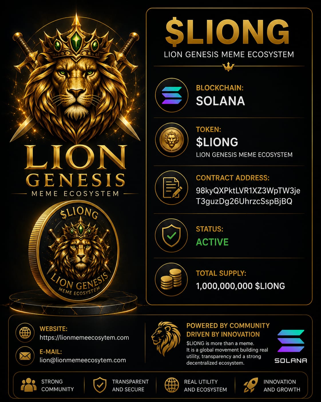 $LIONG Token Info — Lion Genesis Meme Ecosystem